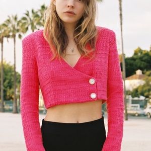 Zara pink crop blazer